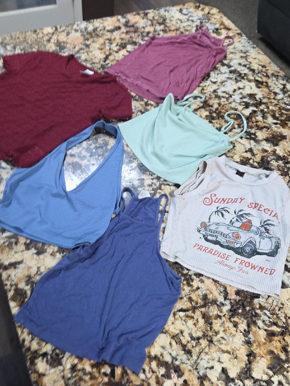 Mixed Ribbed & Cotton Tank Top Lot - Pink, Burgundy, Blue, Mint, Cream